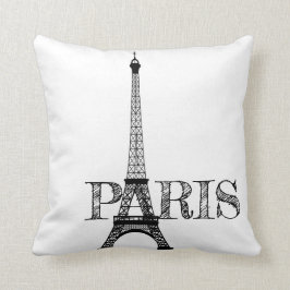 Svartvitt Paris Eiffel torn Kudde