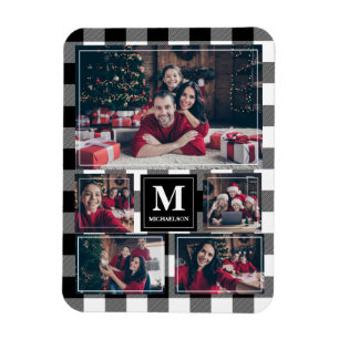 Svartvitt Play 5-foto med Monogram Magnet