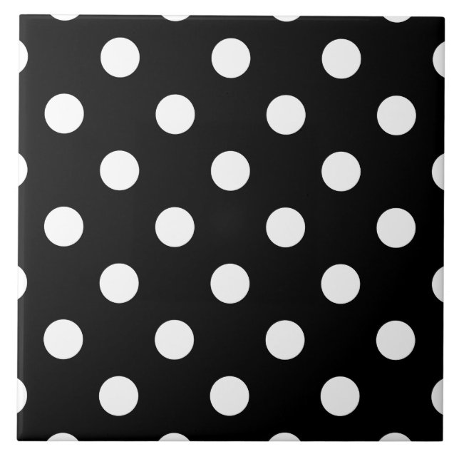 Svartvitt polka dotsmönster kakelplatta (Framsidan)