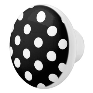 Svartvitt polka dotsmönster knopp