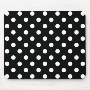 Svartvitt polka dotsmönster musmatta