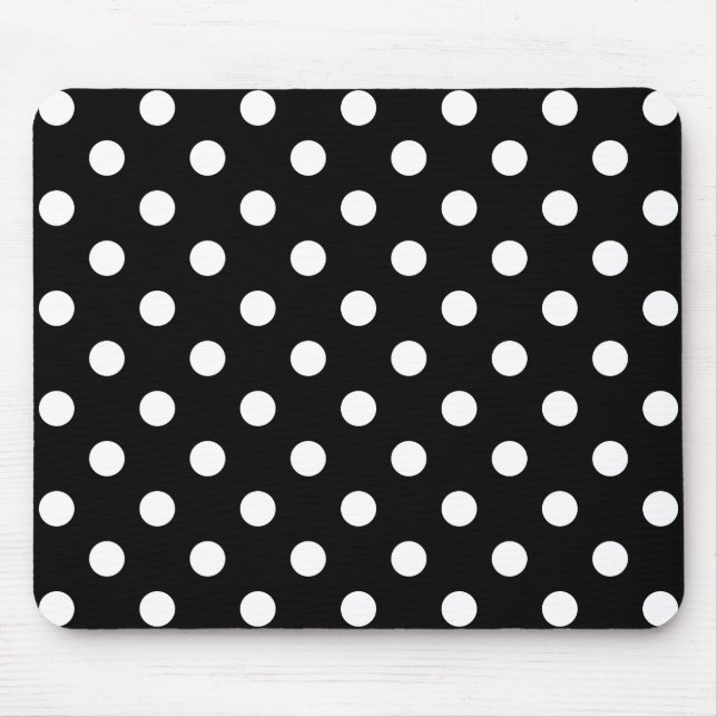 Svartvitt polka dotsmönster musmatta (Framsidan)