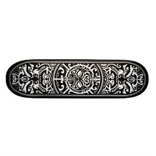 Svartvitt Polynesian stam- ansikte Skateboard Bräda 21,5 Cm