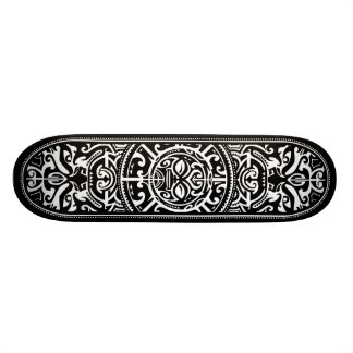 Svartvitt Polynesian stam- ansikte Skateboard Bräda 21,5 Cm