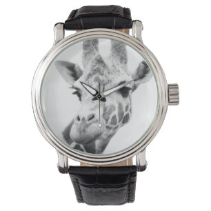 Svartvitt porträtt av en giraff armbandsur
