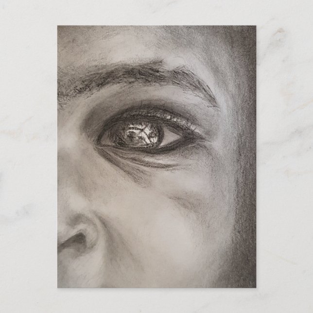 Svartvitt Porträtt i halvAnsikte, Dramatisk Elegan Vykort (Framsida)