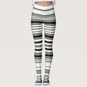 Svartvitt randigt leggings