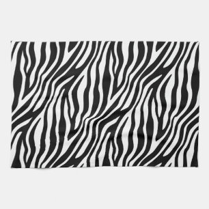 Svartvitt randmönster för zebra tryck kökshandduk