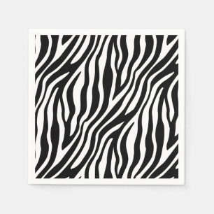 Svartvitt randmönster för zebra tryck pappersservett