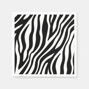 Svartvitt randmönster för zebra tryck pappersservett