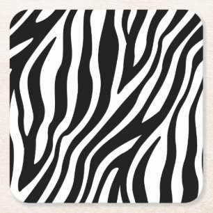 Svartvitt randmönster för zebra tryck underlägg papper kvadrat