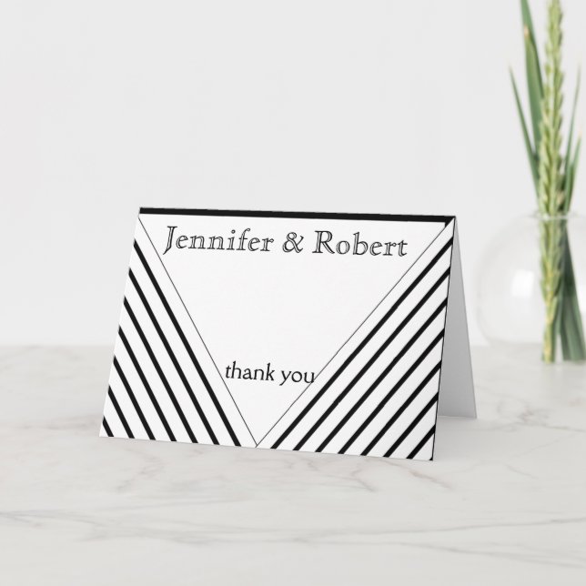 Svartvitt randtack för art déco tack kort (Framsida)