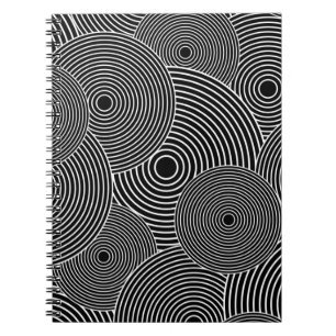 Svartvitt Retro cirklar mönster Anteckningsbok Med Spiral