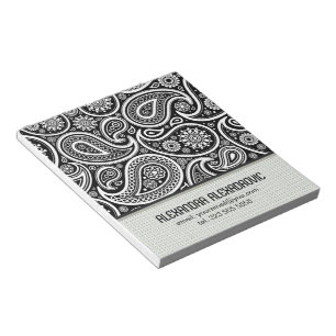 Svartvitt Retro Paisley Mönster 2-Anpassningsbars Anteckningsblock