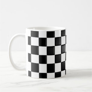 Svartvitt rutigt kaffemugg