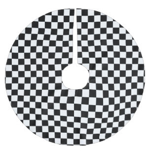 Svartvitt rutigt kvadrerar julgransmatta borstad polyester