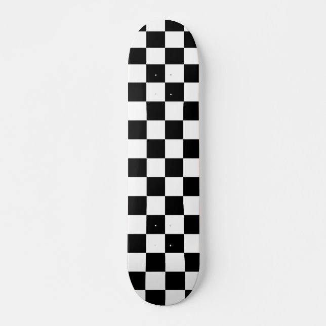 Svartvitt rutigt mönster mini skateboard bräda 18,5 cm (Framsida)