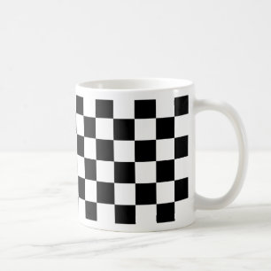svartvitt schackbrädemönster kaffemugg