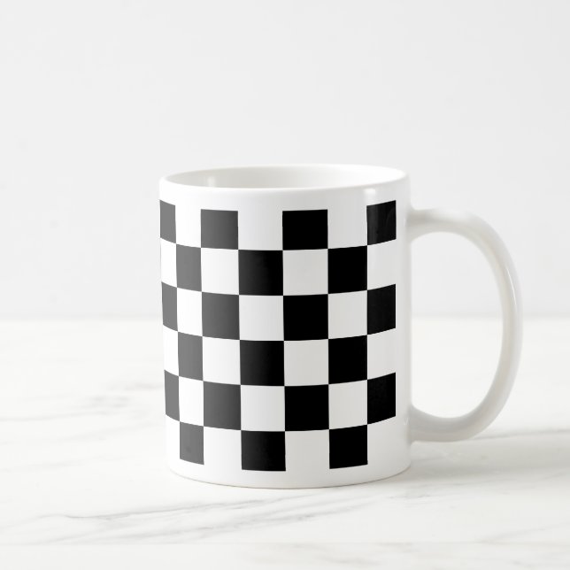 svartvitt schackbrädemönster kaffemugg (Höger)