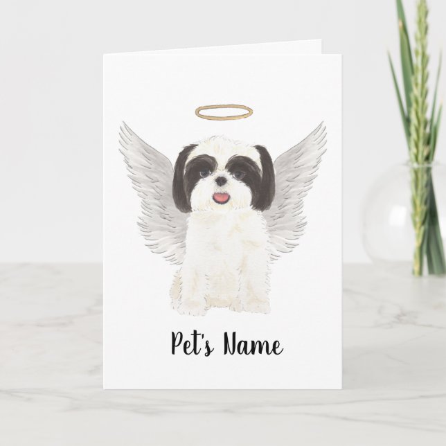 Svartvitt Shih Tzu Sympathy Memorial Kort (Framsida)