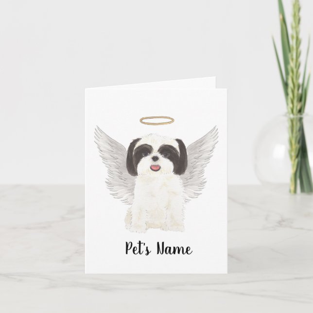 Svartvitt Shih Tzu Sympathy Memorial Kort (Framsida)