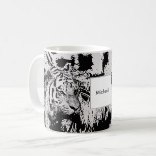 Svartvitt Siberian namn för tigertryckmonogram Kaffemugg