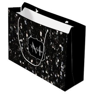 Svartvitt skina glitter sparkles monogramen
