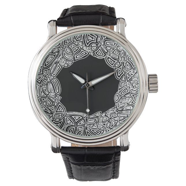 Svartvitt skript armbandsur (Framsida)