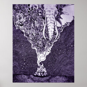 svartvitt skriva och bläckteckningen poster