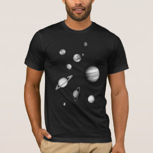 Svartvitt sol- system i utrymmet t-shirt