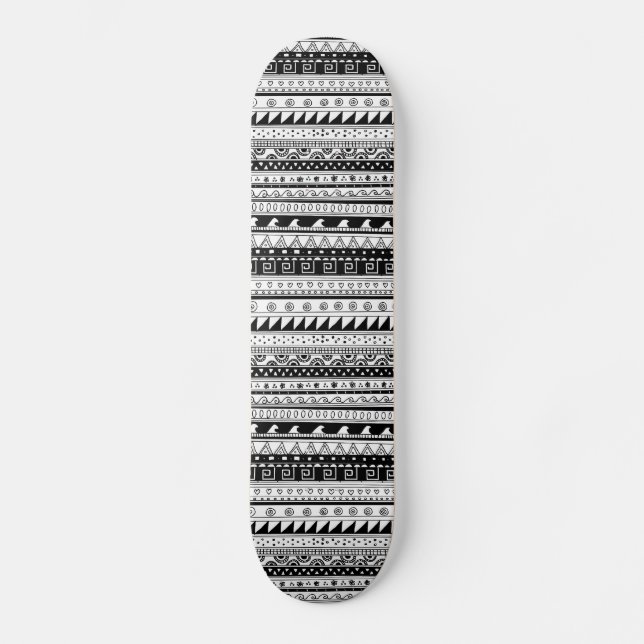 Svartvitt stam- mönster skateboard bräda 21,5 cm (Framsida)
