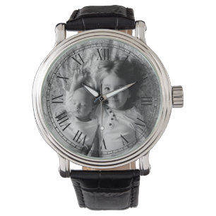 Svartvitt stilanpassningsbarfoto armbandsur