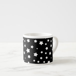 Svartvitt stjärnamönster espressomugg