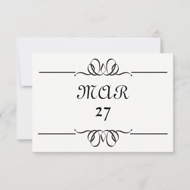 Svartvitt stort datum - 3 x 5 spara datumet (Framsida)