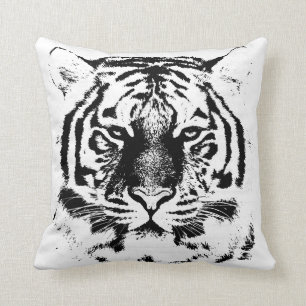 Svartvitt tigeransikte kudde
