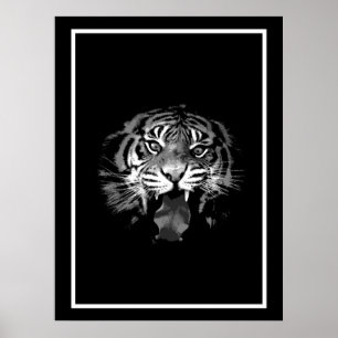 Svartvitt tigern Poster Skriv ut - popup-Stil
