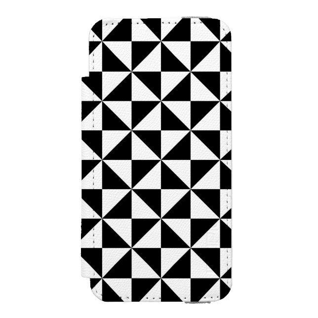 Svartvitt triangelmönster incipio iPhone wallet skal (Folio Framsidan)