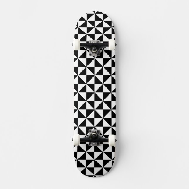 Svartvitt triangelmönster skateboard bräda 19,5 cm (Framsida)