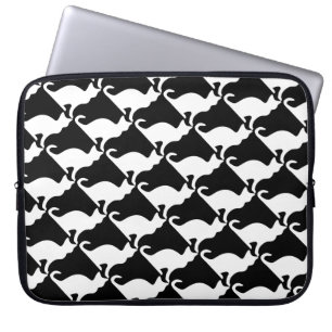 Svartvitt tryck för kattdesignlaptop sleeve  