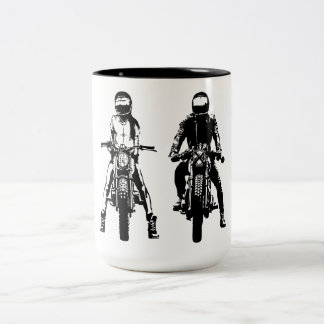 Svartvitt två biker Två-Tonad mugg