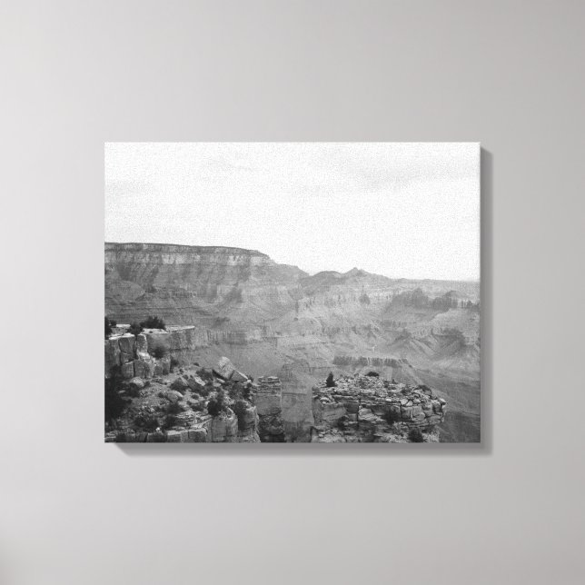 Svartvitt tvärs över Grand Canyon 16 x 20 Canvastryck (Framsida)