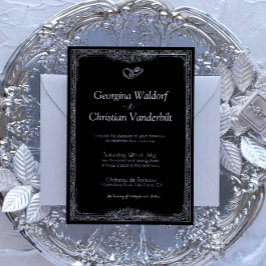 Svartvitt vanligt minimalistiskt Bröllop Inbjudningar