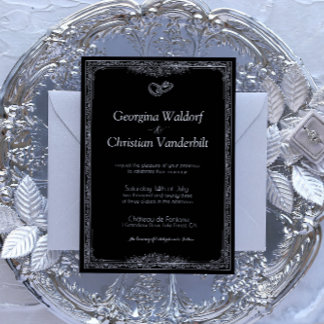 Svartvitt vanligt minimalistiskt Bröllop Inbjudningar