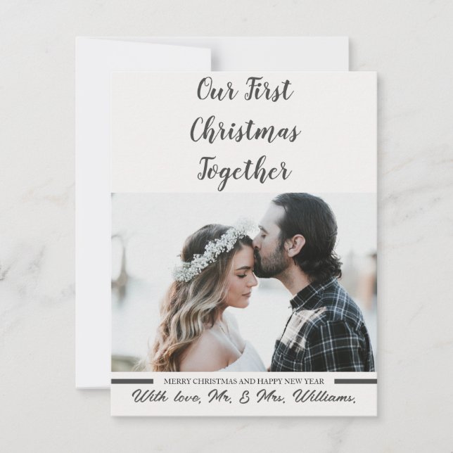 Svartvitt - vårt första nya julfoto julkort (Framsida)