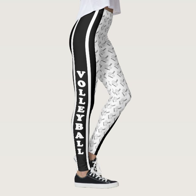 Svartvitt volleybollmönster leggings (Höger)