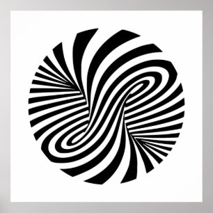 Svartvitt Vortex Mönster - optisk bild Poster