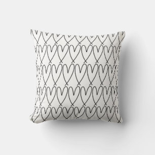 Svartvitt Whimsical Cute Hearts Kudde