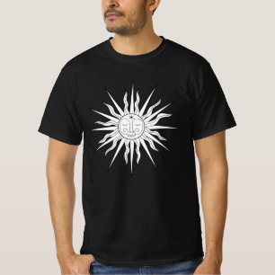 Svartvitt Whimsical Sol Måne & Stars T Shirt