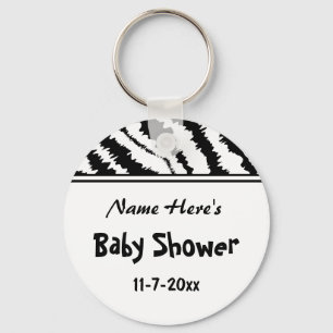 Svartvitt zebra mönstrad för baby shower. Egen Nyckelring
