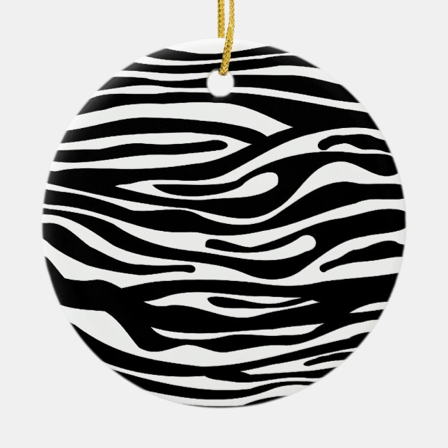 Svartvitt zebra tryckmönster - julgransprydnad keramik (Framsidan)